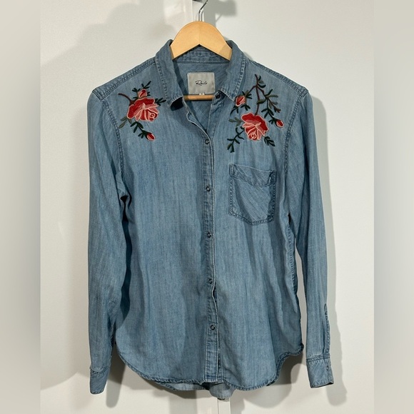 Rails Embroidered Rose Chambray Shirt – “Charli” Style (Women’s S) - Picture 1 of 5